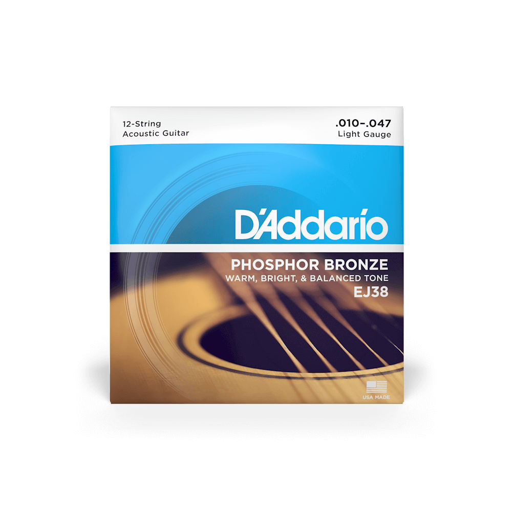 D'Addario EJ38 Phosphor Bronze Round Wound 12-String Acoustic Guitar Strings 010-047